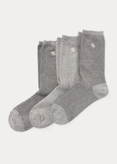 Calcetines Ralph Lauren Mujer Grises - Stretch Cotton 3-Pack - QZLPM2734